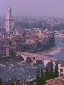 Verona - Il Ponte della Pietra sull'ansa dell'Adige ed il Duomo